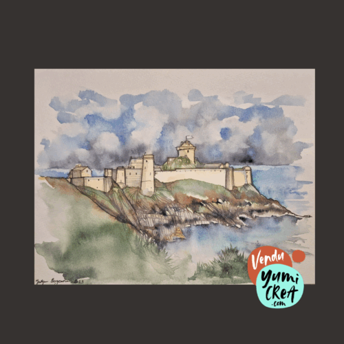 aquarelle fort la latte bretagne 2 1