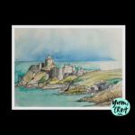 aquarelles de fort la latte château de la roche goyon côté ouest 30cm x 23cm