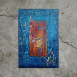 tableau abstrait fenetre bleue