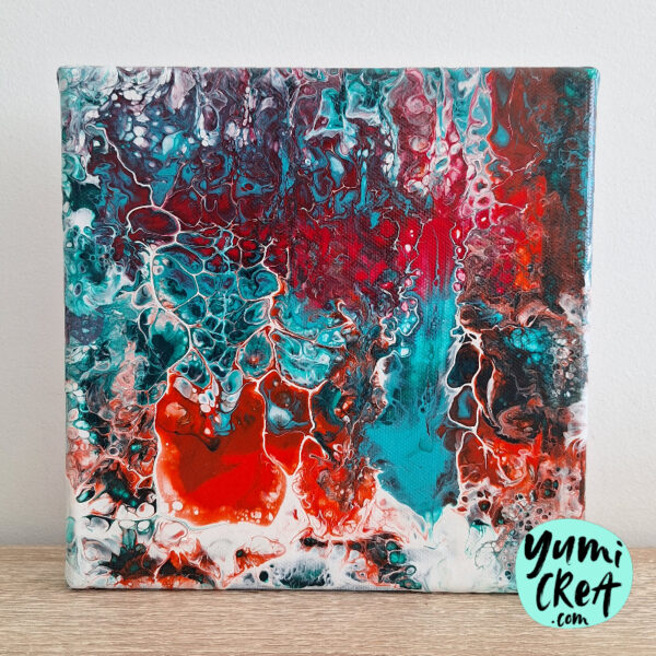 petit tableau abstrait acrylique fluide toile 20cm x 20cm