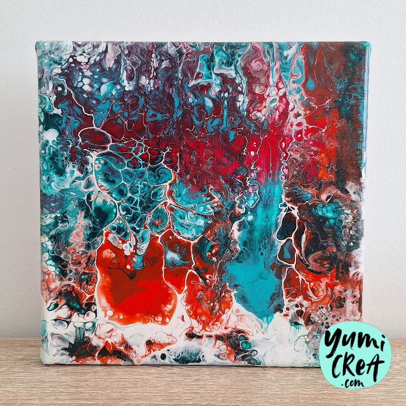petit tableau abstrait acrylique fluide toile 20cm x 20cm