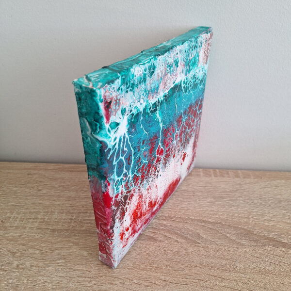 Petit tableau abstrait peinture fluide pouring 20cm x 20cm – Image 4