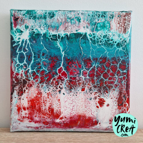 petit tableau abstrait peinture fluide pouring 20cm x 20cm