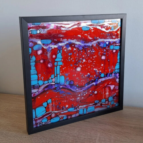 Échos - Petit tableau abstrait - 30cm x 30cm - encadré et signé – Image 2