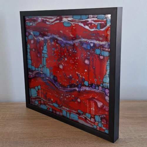Échos - Petit tableau abstrait - 30cm x 30cm - encadré et signé – Image 4