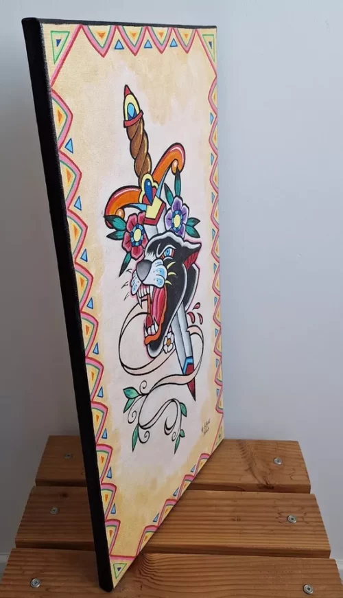 Panthère et Poignard Old School - tableau inspiré par le tatouage américain – Image 3