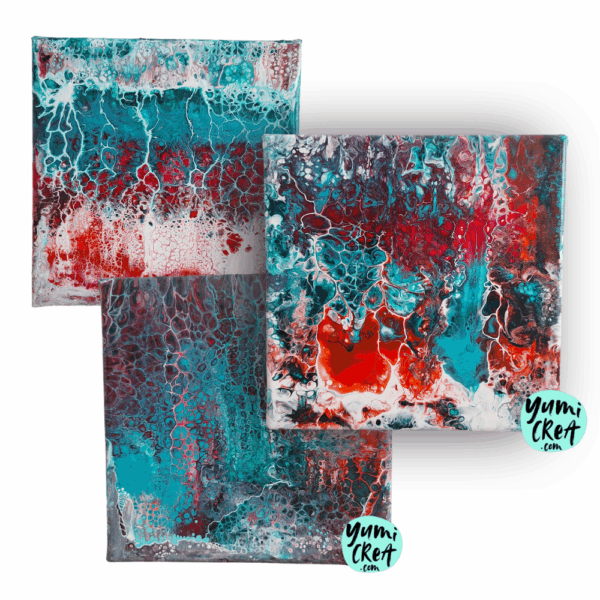 petit tableau abstrait acrylique fluide toile 20cm x 20cm
