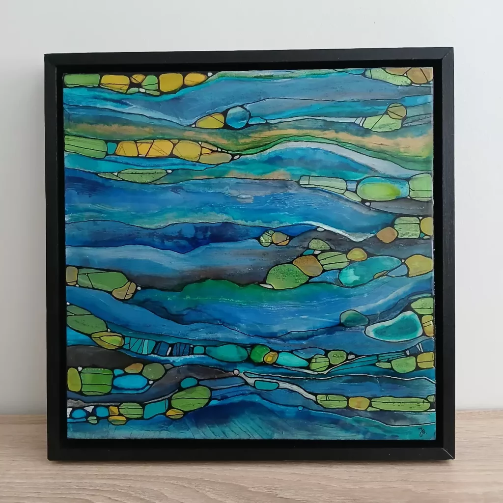 rivière abstract painting 30cm x 30cm
