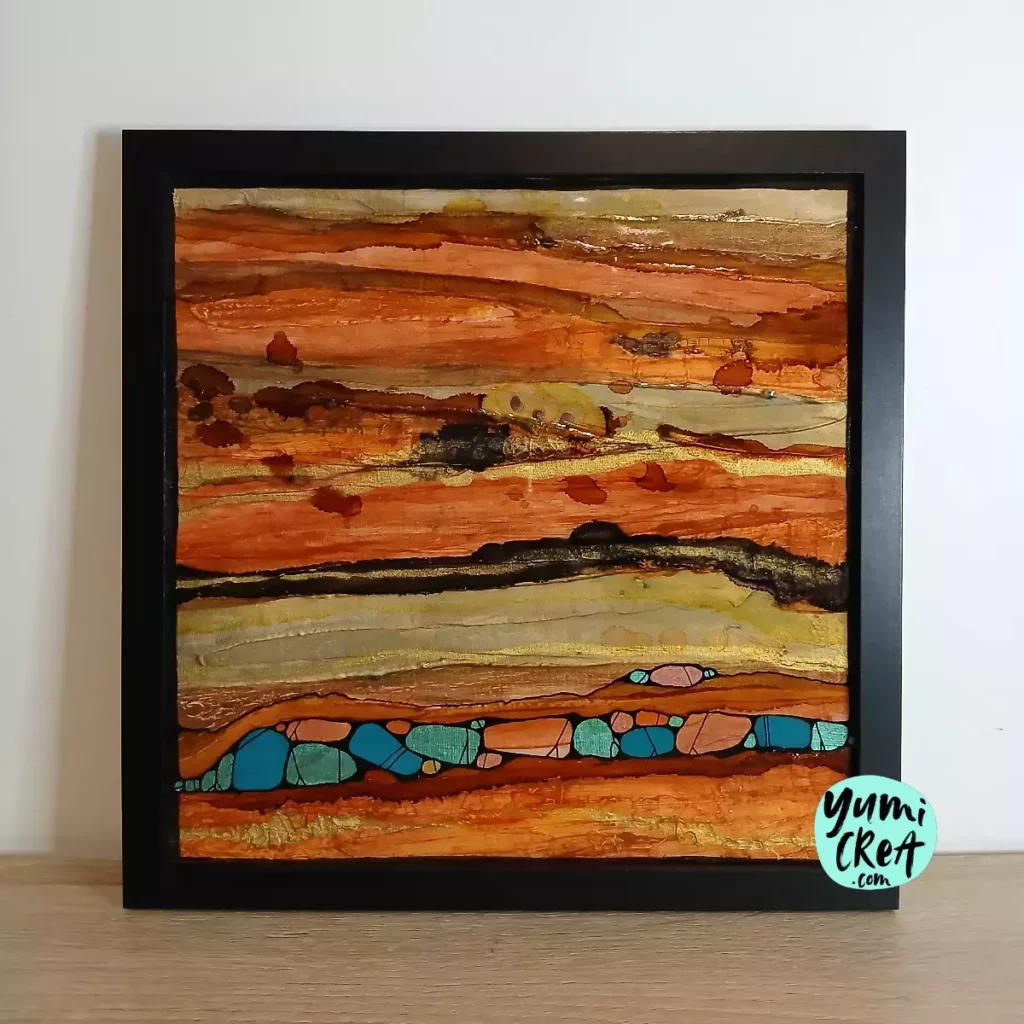 1 fusion minérale petit tableau abstrait acrylique original 25cm x 25cm