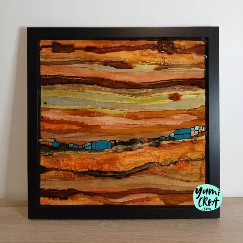 4 le trésor des sables petit tableau abstrait acrylique original 25cm x 25cm