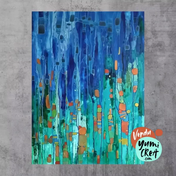 eclats de vitraux grand tableau abstrait acrylique 1 1