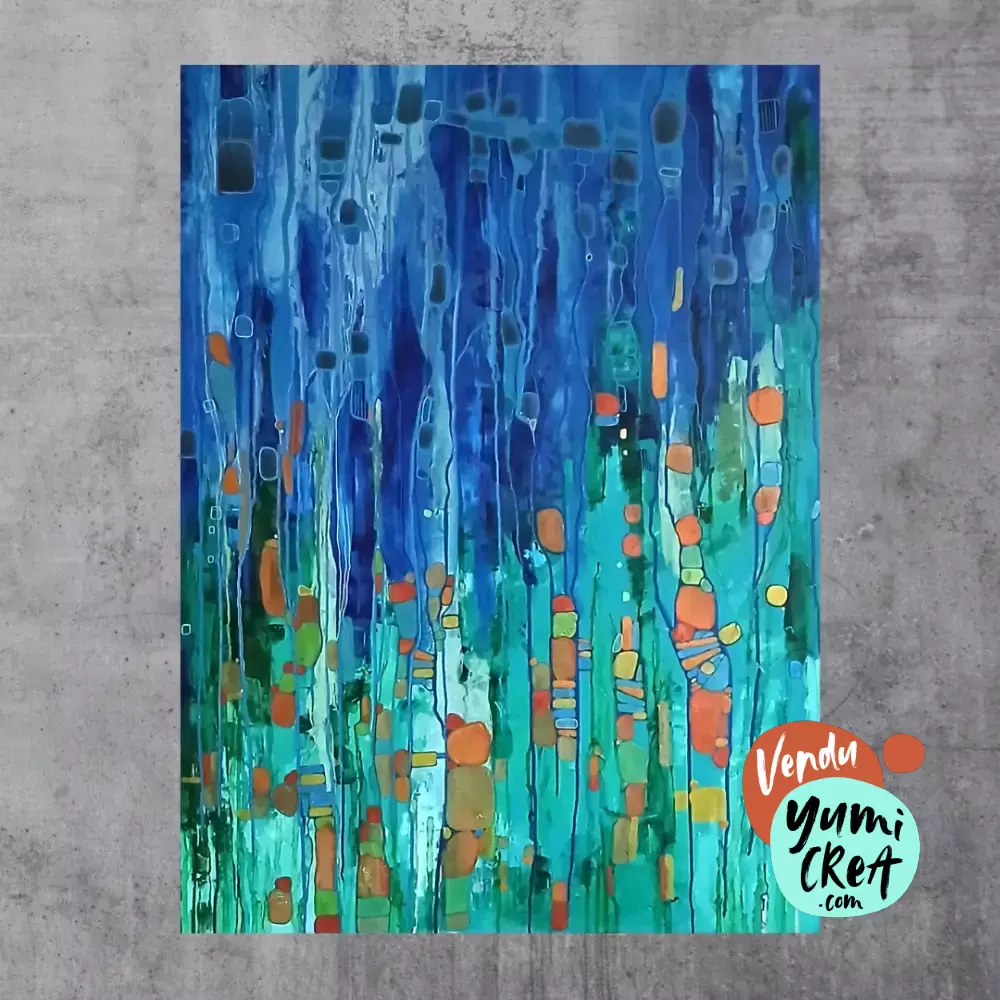 eclats de vitraux grand tableau abstrait acrylique 1 1