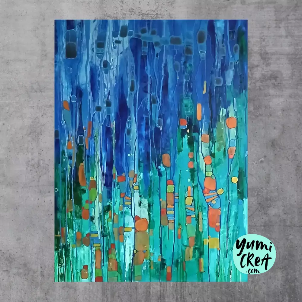 eclats de vitraux grand tableau abstrait acrylique 1