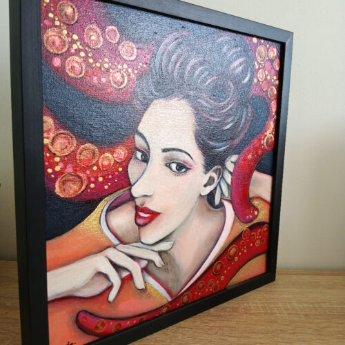 petit tableau de geisha érotique peinture acrylique 30cm x 30cm