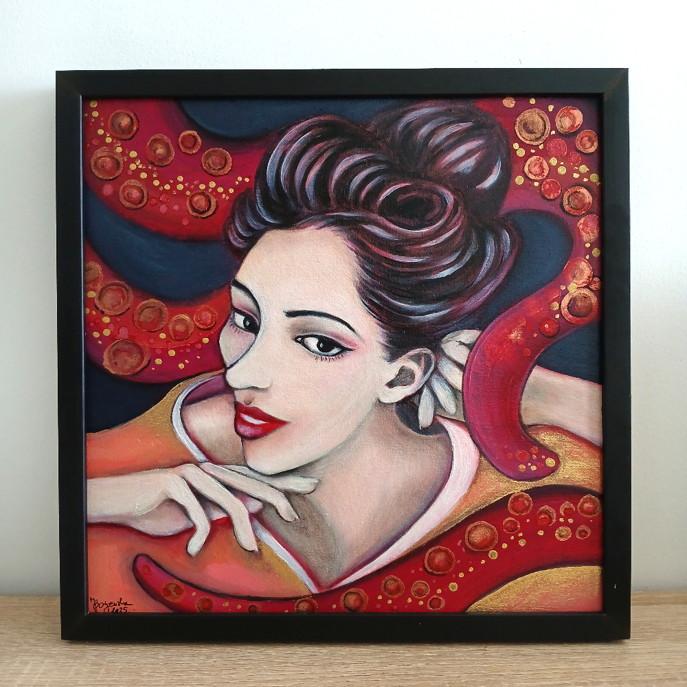 petit tableau de geisha érotique peinture acrylique 30cm x 30cm