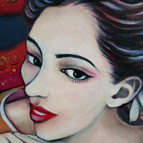 petit tableau de geisha érotique peinture acrylique 30cm x 30cm