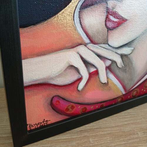 petit tableau de geisha érotique peinture acrylique 30cm x 30cm