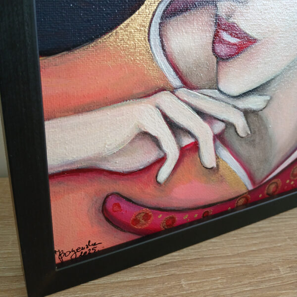 petit tableau de geisha érotique peinture acrylique 30cm x 30cm