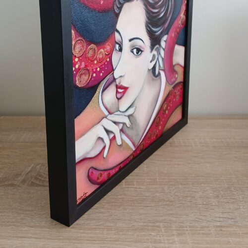 petit tableau de geisha érotique peinture acrylique 30cm x 30cm