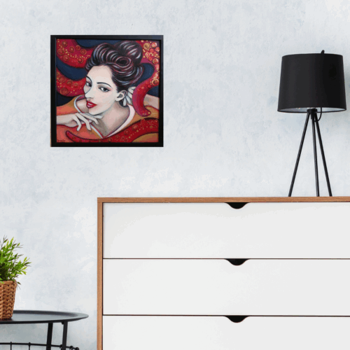 petit tableau de geisha érotique peinture acrylique 30cm x 30cm