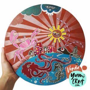 tableau peinture street art crabe attaque