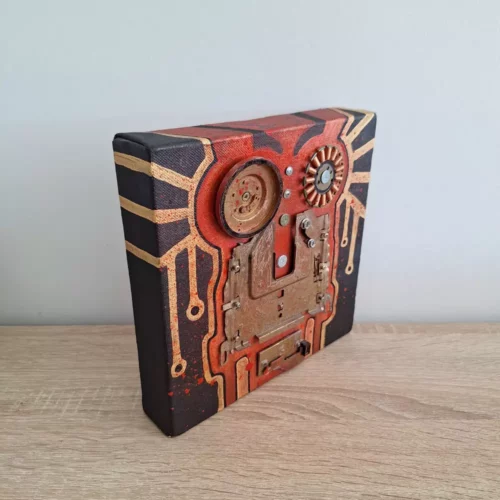tableau steampunk l'âme de la machine 20cm x 20cm