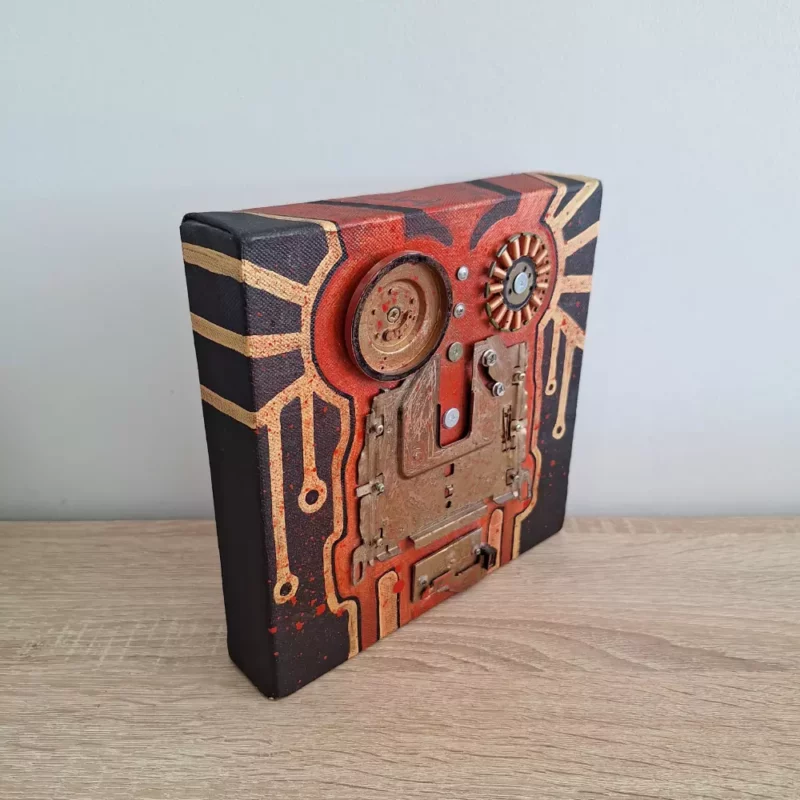 tableau steampunk l'âme de la machine 20cm x 20cm