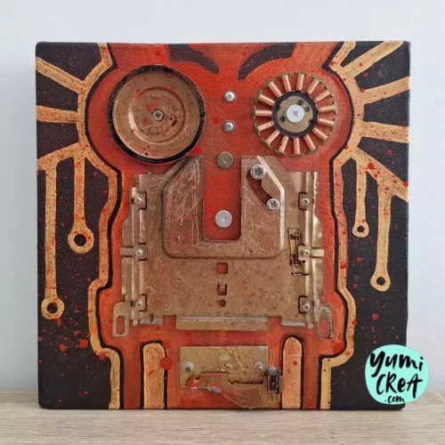 tableau steampunk l'âme de la machine 20cm x 20cm