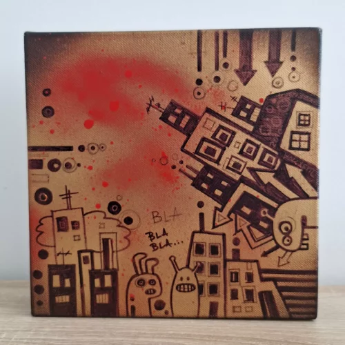 tableau streetart conversations urbaines 20cm x 20cm