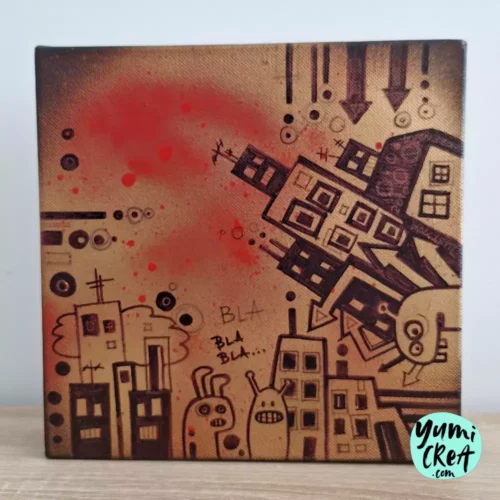 tableau streetart conversations urbaines 20cm x 20cm