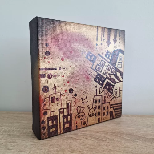 tableau streetart conversations urbaines 20cm x 20cm