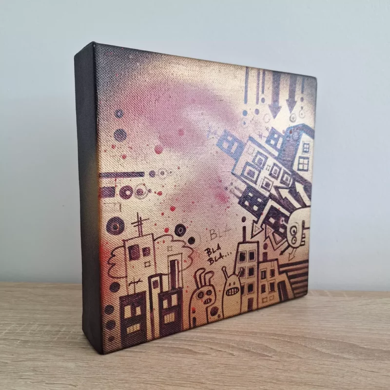 tableau streetart conversations urbaines 20cm x 20cm