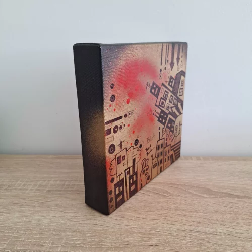 tableau streetart conversations urbaines 20cm x 20cm