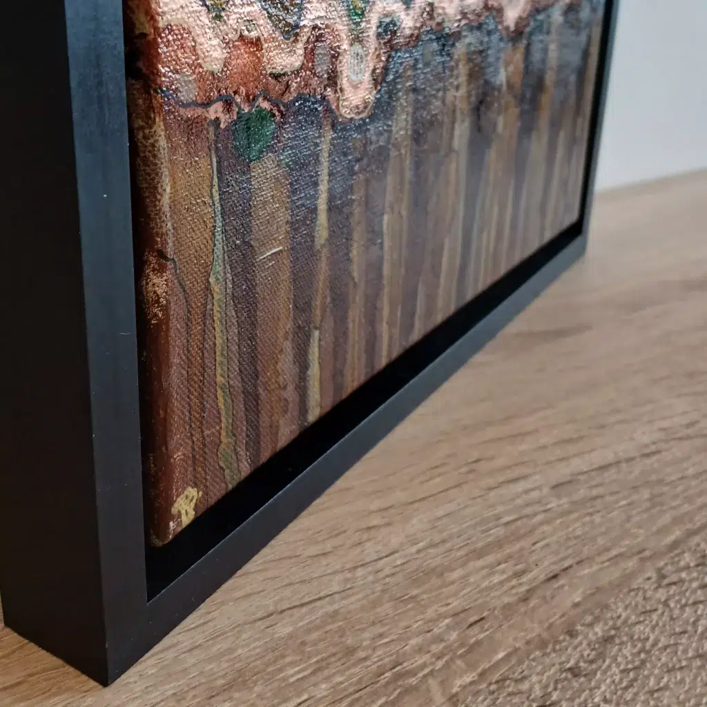 petit tableau urbain ciel atomique 30 cm x 30cm encadré