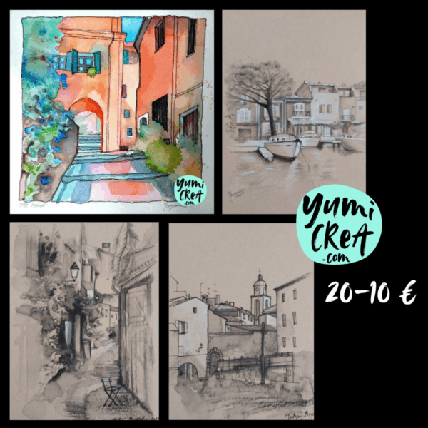 Paysages de la Côte d'Azur en France en aquarelle